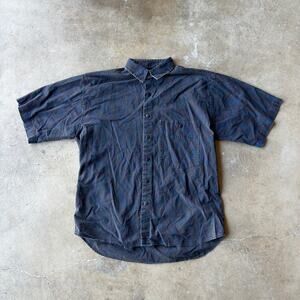 VINTAGE 80S SHAH SAFARI AOP PATTERN BUTTON UP SHORT SLEEVE SHIRT MENS MEDIUM